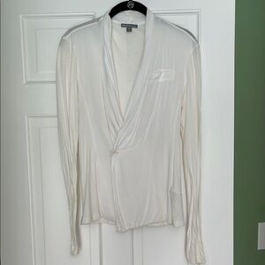 James Perse White Drape Front Top
